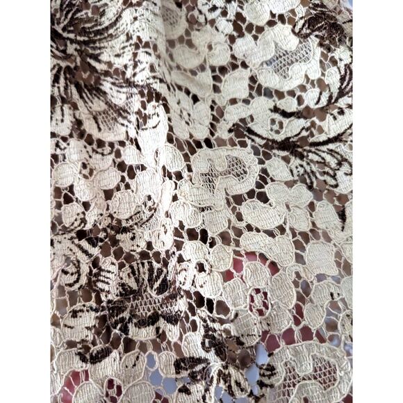 Vintage 50s Rosemont Lace Tea Dress, Cappuccino Lace w/Chrysanthemums, Sz 00/0 - Picture 11 of 15